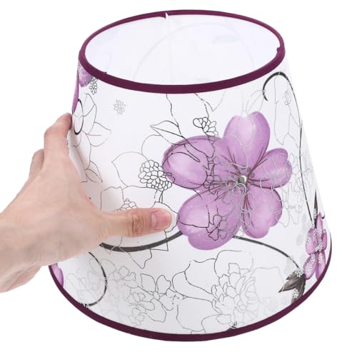 Holibanna Vintage Lamp Shade Fabric Bell Shape Lampshade Floral Lamp Shade Replacement Chandelier s Table Light Cover Farmhouse (Purple) - Image 6