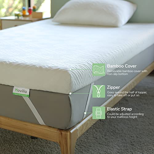 Novilla-Full-Size-Mattress-Topper-3-Inch-Dual-Layer-Memory-Foam-Mattress-Topper-Enhance-Cooling-Supportive-Pressure-Relieving-with-Breathable-Bamboo-CoverFull-Size-Yozora