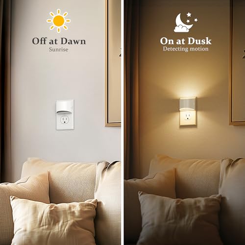 Image of JandCase LED Night Lights Plug into Wall 2 Pack, Automatic Night Light, Dusk to Dawn Sensor Nightlight, 0-100LM Brightness Adjustable Nightlight for Kids Bedroom Hallway Kitchen