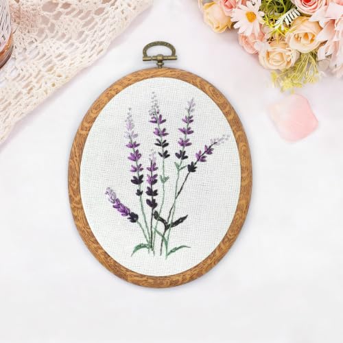 Image of Faylapa 5Pcs 3.9 inch to 7.4 inch Embroidery Hoop Round Oval Cross Stitch