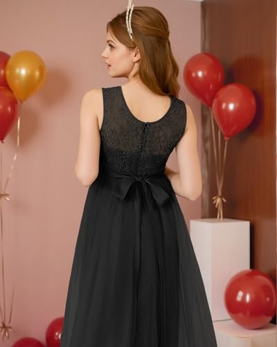 Lace Junior Bridesmaid Dresses for Teen Tulle Flower Girl Dress Girls Sleeveless Formal Party Dress for Wedding2