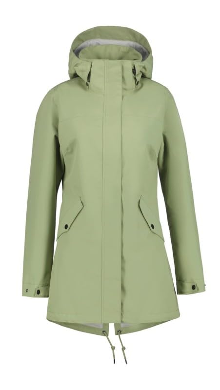 Parka Icepeak ADDIS femme vert clair en polyester imperméable avec sa capuche amovible