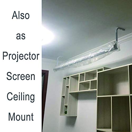 2-Be-Best Universal Projector Screen Mount L-Bracket 11 In Longer Wall Hanging Mount Adjustable Extension With Hook Manual Projector Screen Hanger Max Loading 66 Lbs /30Kg White For Office Home #TOP5