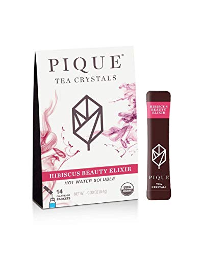 Pique Tea Organic Hibiscus Tea Crystals - Radiant Skin, Healthy Metabolism, Calm - 14 Single Serve Sticks (Pack of 1)