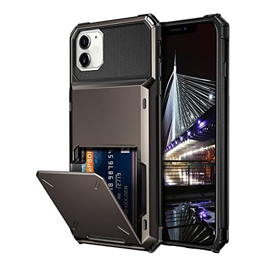 Vofolen Case for iPhone 11 Case Wallet 4-Card Holder ID Slot Flip Door Hidden Pocket Anti-Scratch Dual Layer Hybrid TPU Bumper Armor Protective Hard Shell Back Cover for iPhone 11 6.1 inch Gun Metal