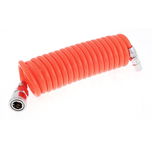 uxcell a15121100ux0017 3 m Long 8 mm x 5 mm Polyurethane Coiled Air Hose Tube, Orange, Metal, 0.2"
