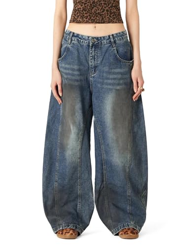 Aelfric Eden Barrel Jeans for Women Baggy Boyfriend Vintage Wide Leg Denim Pants