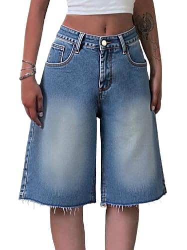 EMMIOL Women Mid-Low Waisted Jorts Trendy Denim Shorts Baggy Jeans