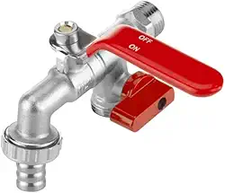 Torneira Dupla com Registro Esfera, 1/2 x 3/4 Polegadas, para Máquina de Lavar e Tanque