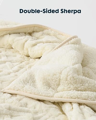 Uttermara Jacquard Weighted Blanket for Adult, 3D Cable Pattern Heavy Blanket Queen | Full Size 15lbs for Warm and Cozy 60" x 80" for Relaxation, Beige - Image 5