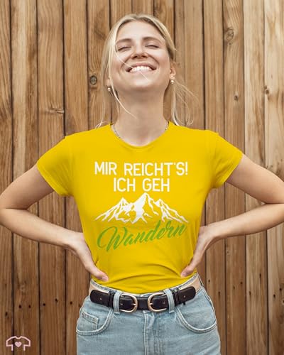 Foto von Shirt Damen - Hobby Outfit - Mir reicht's ich GEH wandern - L - Gelb - wandergeschenk Tshirt Laufen Laufsport Berg Funshirts für Frauen Wanderfreunde Geschenk joggen Berge t-Shirt wanderbekleidung