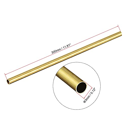 Sourcing map Tubo rotondo in ottone 3mm OD 0.2mm