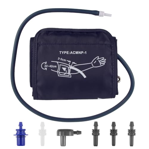 Brassard Tensiomètre de Remplacement 22-42cm Brassard de Tensiomètre électrique Tensiomètre Grand Brassard pour Adultes Avec 6 Connecteurs, Compatible avec la...