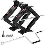 OULEME 24' RV Camper Scissor Jack, 6500 lbs Travel Trailer Leveling Stabilizer with Crank Handle & Drill Socket - Set of 2