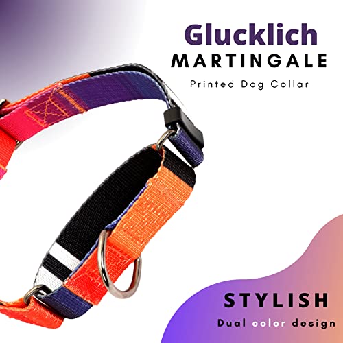 Image of Glucklich Martingale Printed Dog Collar with Quick Release Buckle, No Pull Pet Collar, Heavy Duty for Small, Medium and Large Dogs. Adjustable Length, Stylish Dual Colour (S-Martingale, Dark Night)