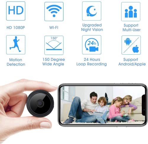 Image of Small Camera Spy Camera WiFi Home Security Camera Mini Hidden Camera Video Recorder Night Vision Live Feed Playback Phone App Control Nanny Cam Pet Camera