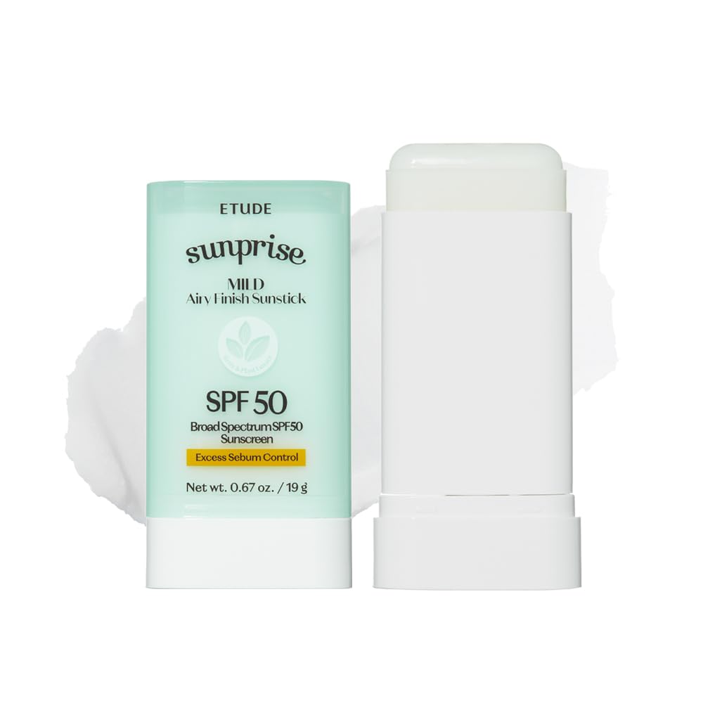 ETUDESunprise Mild Airy Finish Sunstick SPF50+ PA++++ Powdery sunscreen, Vegan, Non-Greasy, Sebum Control, Matte Finish, Sensitive Skin Friendly, 19g