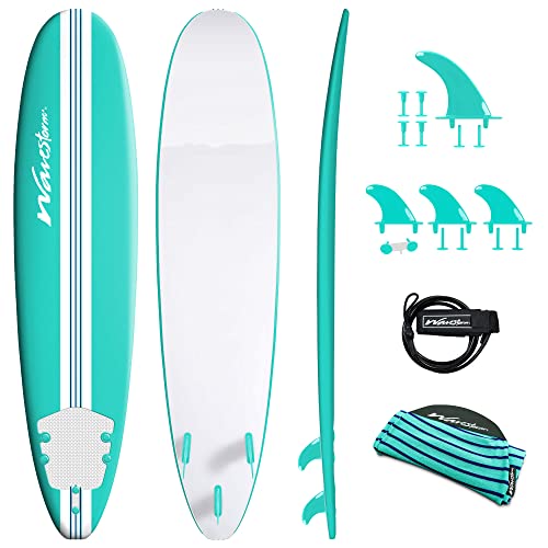 WAVESTORM 8ft Premium Classic Longboard Surfboard (Retro Turquoise)
