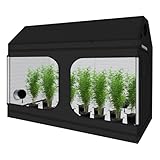 zazzy 4x8 Grow Tent, 96'x48'x72' Roof Cube Indoor Plant Grow Tents with Observation Windows, Lightproof Roof Cube Mylar Hydroponic Growing Tent with Floor Tray Plant Growth