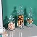 MyGift Clear Glass Apothecary Jars with Lid, Decorative Footed Vase, Candy Buffet Containers Set of 3