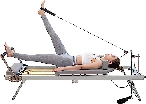 BYCDD Pilates Reformer Workout Machine for Home Gym – Foldable Pilates Reformer Machine Machine & Equipment – Up to 300 lbs Weight Capacity