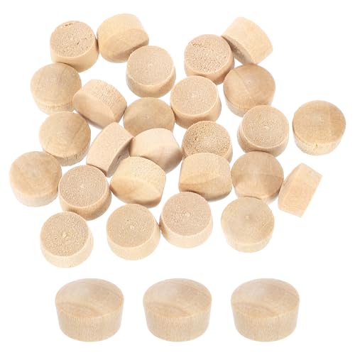 Image of uxcell 36Pcs Wood Button Plugs, 9mm /0.35 inch Flat Head Hardwood Screw Hole Plug Wooden Caps Buttons Wood Plug for Furniture Woodworking Craft Decor (10mm x 9mm)