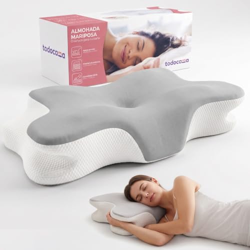 Miniatura 7 de Todocama Almohada Cervical Viscoelástica, Ergonómica para Cervicales y Cuello, Reduce la Tensión y Alivia el Dolor, Funda Antiácaros Extraíble y Lavable, 60x40 cm