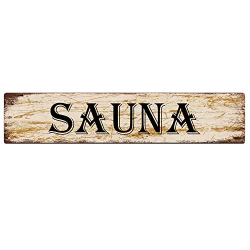 snowsun Metal Sign Sauna Vintage Signs Retro Tin Signs Art Plaque Aluminum Sign for Bedroom Kitchen Garden Wall Pub Club Coffee Hanging Sign Decor 4x16 Inches