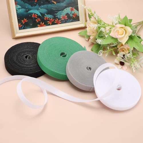 Image of uxcell 0.55inch x 33ft Hook and Loop Roll Straps, Multi-Purpose Hook and Loop Tape with Adhesive, Cable Ties Organize Strap Fastener Roll for Home Office, White