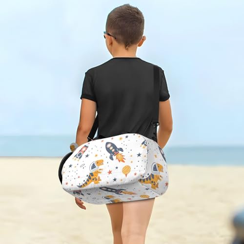 Duffle Bag for Boys or Girls with Shoes Compartment, Space Dinosaur Astronaut Sports Travel Bag Overnight4