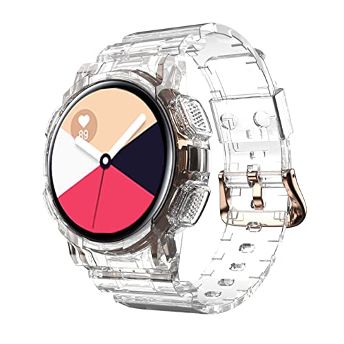 Straps+Case for Samsung Galaxy Watch Active 2 40mm Full Cover TPU Transparent Smart Watchband Bracelet Bumper Combination (Color : Transparent, Size : for Active 2 40mm)