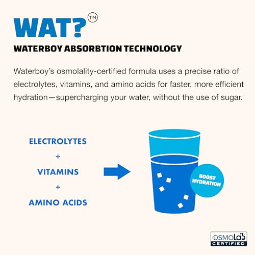 waterboy workout hydration  2960mg sugar free electrolyte powder packets  l-glutamine  vitamins  no sugar all natural gluten free variety