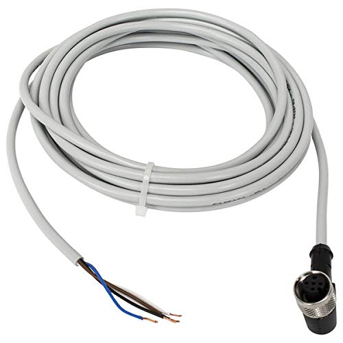 M12 Cable for Quick-Disconnect sensors, Right Angle Plug, 4 Poles, 5 Meter Cable with PVC Jacket and M12 connectorCOC000019 / COC000080