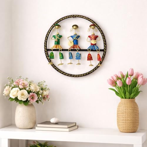 Image of Framing Hub - Handcrafted Metal Wall Art Musician Doll Frame for Home Decor | Traditional Tribal Musical Wall Hanging for Living Room, Office & Hall
