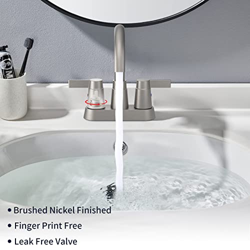 Bathroom Faucet Brushed Nickel 2-Handle Bathroom Sink Faucet 360 Degree High Arc Swivel Spout Centerset 4 Inch Vanity Faucet Rv Bathroom Faucet 3 Holes Lavatory Faucet #TOP3