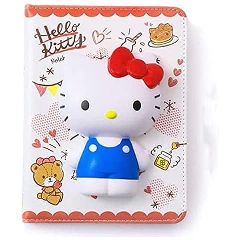 Toyshine Kitty Stress Relief Notebook with Soft Touch for Kids Girls Students Gift, PU Leather Hardcover School Office 7×5 Inch 128 Pages Cover