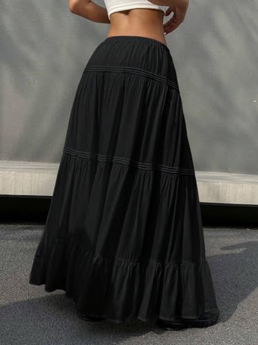 Women's Summer Solid Color Ruffle Hem Casual Skirt for Summer Going Out Outfits3