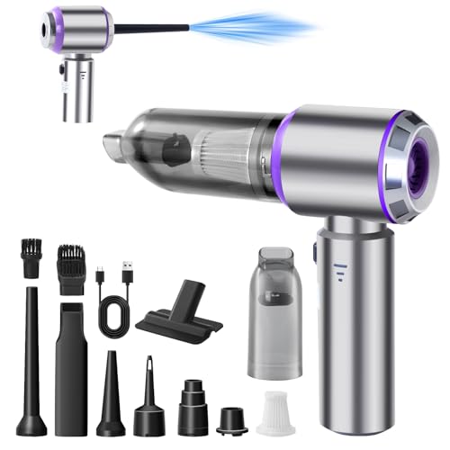 LENND Car Vacuum Cleaner Cordless Wireless Mini Vacuum Cleaner 4-in-1 Small Compressed Air Duster & Air Blower & PumpPortable Handheld Vacuum with Brushless Motor for Car Home Office Camping