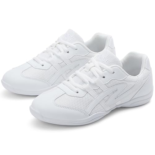WUIWUIYU Girls White Cheerleading Shoes Breathable Youth Cheer Competition Sneakers Athletic Training Dance Tennis Walking Shoes2
