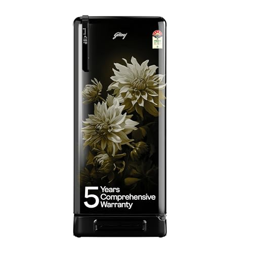 Godrej 194 L 5 Star 5 Years Comprehensive Warranty Auto Defrost Technology | with Touch Controls on Handle Direct Cool Single Door Refrigerator (RD E-IMPRESS 215E TDIE MD BM Midnight Bloom)