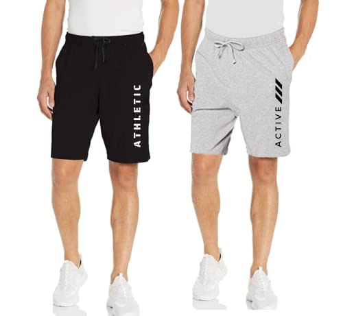 Image of KART BLACK Men's Regular Fit Shorts with Pocket /Casual Knit Shorts /Summer Shorts /Combo Pack of 2