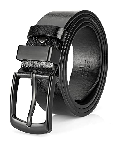 EsengNoyi Black Leather Belt for Men, Medium