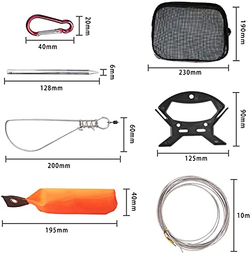 フロート付きストリンガー ワンタッチフック10本 ステンレス製10mワイヤーロープ フロート 収納バッグ付き 魚の新鮮さを保持 2枚目
