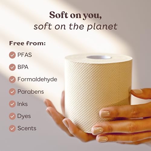 Betterway Unbleached Bamboo Toilet Paper Rolls - Eco-Friendly 3 Ply Toilet Tissue - 12 Double Rolls - 360 Sheets/Roll - Organic, FSC Certified, Septic Safe TP - Lint-Free, PFA-Free Bath Tissue