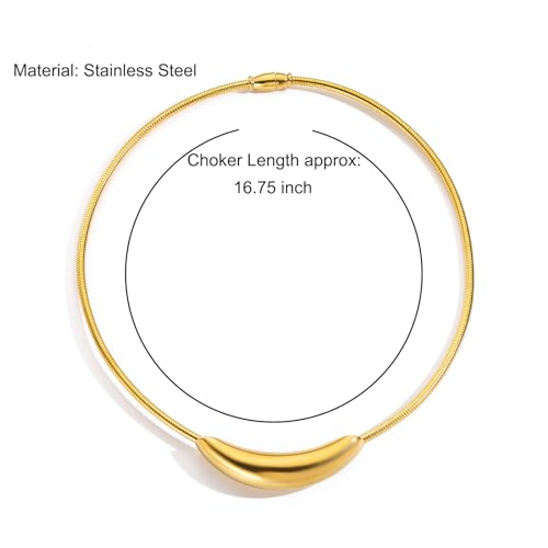 Stailess Steel Metal Curved Bar Tube Choker Necklace For Women,Statement Chunky Snake Chain Horizontal Round Tube Jewelry Necklace2