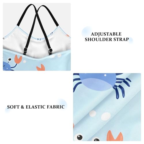 Girls Swimsuit Crab Blue Pattern One Piece Swimwear3