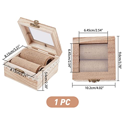 PH PandaHall - Caja para anillos de madera, para boda, soporte de anillo de madera, para boda, para boda, decoración rústica, tema, playa, boda, propuesta de compromiso