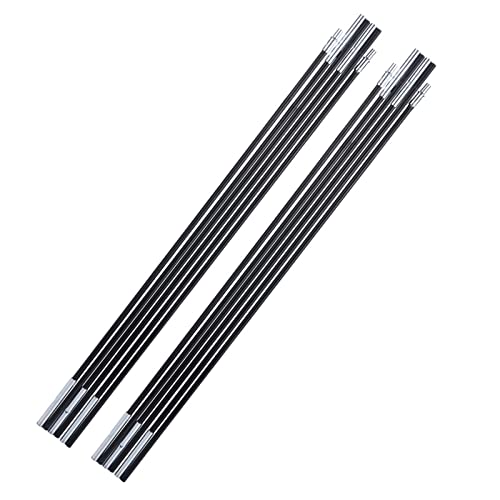 Zerodis Camping Tent Pole, Pack of 2 Black Fiberglass Camping Tent Pole Bars Outdoor Sunshelter Support Rods Awning Frames Kit Tent Replacement Pole for 1-2 Person Camping Tent