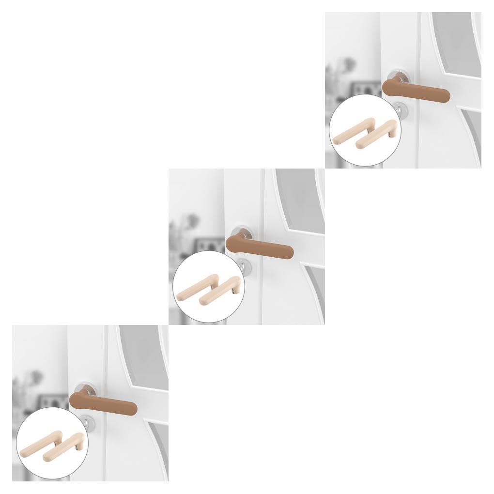 3 Juegos de Funda protectora flexible para manija de puerta, funda de silicona para anticolisión, color Beige, Beige 3Conjunto