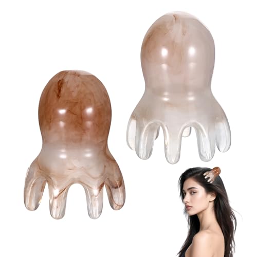 2 Pcs Octopus Head Massage Comb, Scalp Massage Tool for Head and Body Relaxation, 8 Unique Points to Melt Muscle Bumps and Relieve Body Fatigue(Gray)